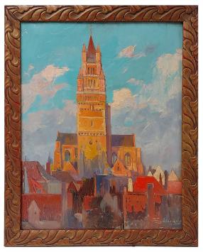 Schilderij Sint-Salvatorskathedraal Brugge door Florimond Van Acker