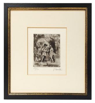 Droge naald ets Belgische etser Jules Van Ael