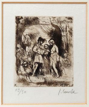 Kleine ets van de Antwerpse kunstenaar Jules Van Ael