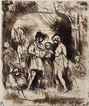 Mensen in het bos bij de huifkar 19/50