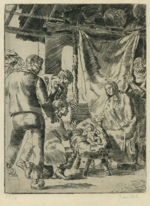 Kerststal een gravure van Jules Van Ael