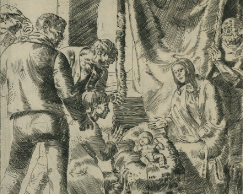 Belgische kunstenaar Jules Van Ael met een mooie gravure