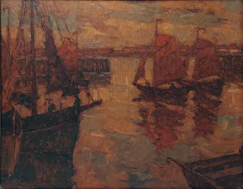 Boten in de haven van Alfons van Beurden