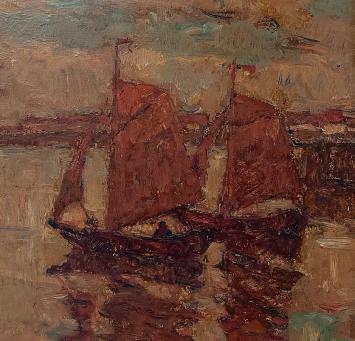 Schilderij van Alfons van Beurden kopen, havenzicht