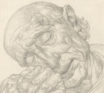 Edmond Van Dooren met tekening op papier