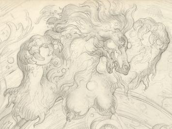Edmond Van Dooren met tekening op papier