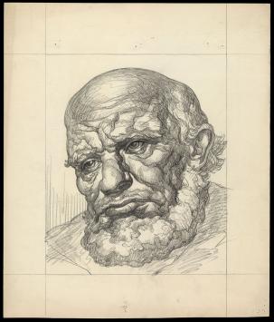 Belgische kunst kopen, karakterkop met baard