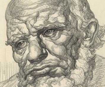 Edmond Van Dooren met tekening op papier