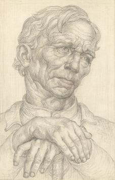 Edmond Van Dooren met tekening op papier