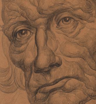 Edmond Van Dooren met tekening op papier