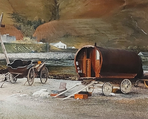 De Belgische kunstschilder Jef Van Grieken met een pastel