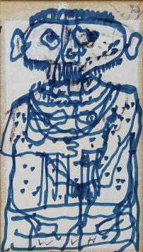 Willem van Hecke met een expressief kunstwerk op papier