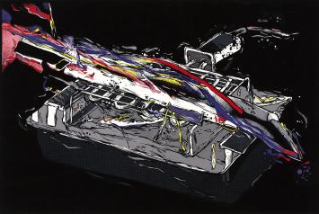Emiel Hoorne met een zeefdruk, Concorde