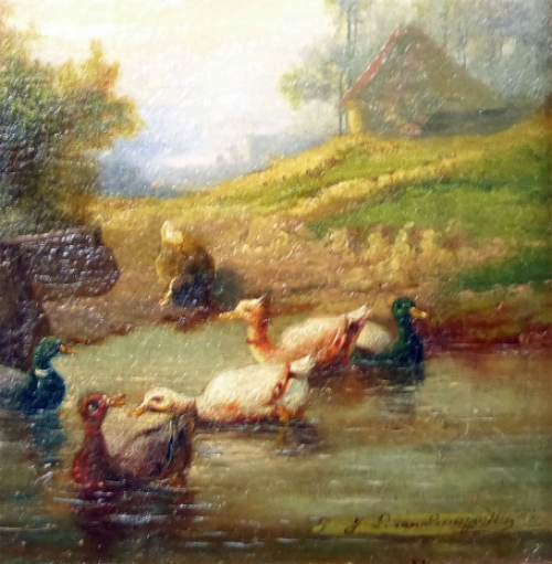 Schilderijtje van Jef Louis Van Leemputten