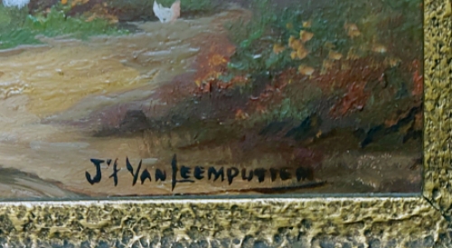 Jef Louis Van Leemputten  met een klein schilderijtje