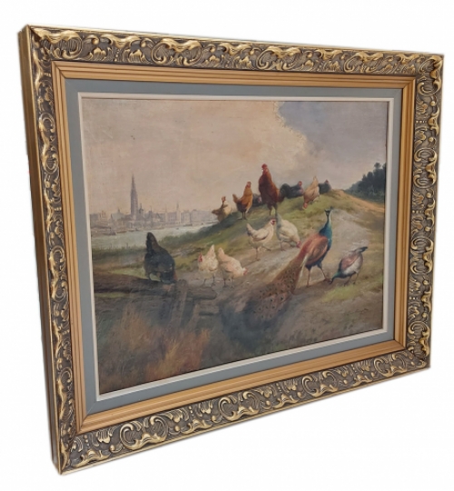 Landschapgezicht op Antwerpen met dieren