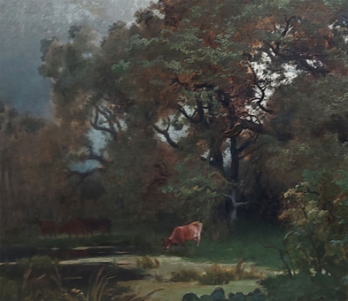 Joseph Van Luppen met een schilderij met koeien