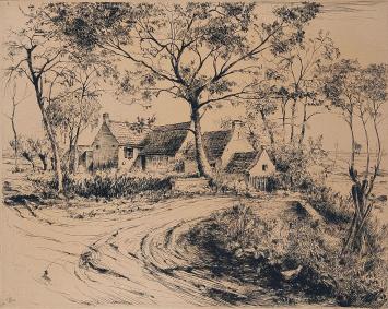 Gesigneerde ets uit 1938 van Jules Vanpaemel