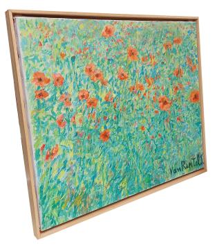 Théo Van Rintel met een schilderij op canvas