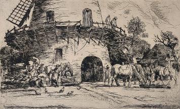 Belgische kunstenaar Jules Van Ael met een grote ets