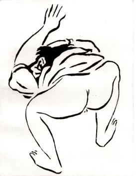 Jan Vanriet met een kleine ets uit 1998