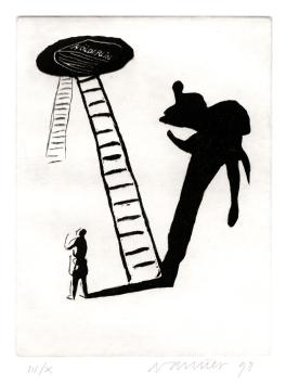 Gesigneerde grafiek van de Belgische graficus J. Vanriet