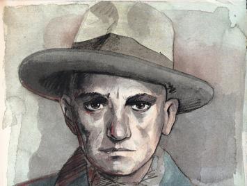 De Belgische graficus Jan Vanriet met Majakovsky
