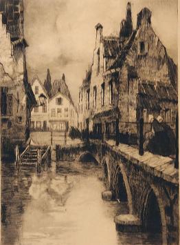 Stadsaanzicht aan het bruggetje