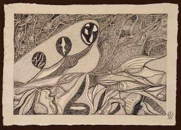 Joanne Vansevenant met een pentekening
