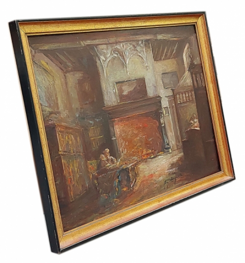 Julien Van de Veegaete met een schilderij