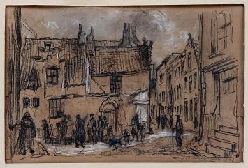 Houtskooltekening van Belgische schilder Julien Van de Veegaete