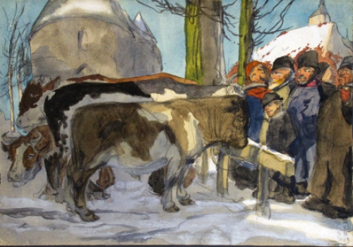 Waterverfschilderij van Alfred Ost