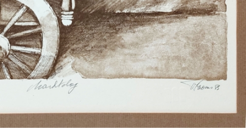 Litho met als titel Marktdag van Veerle Rooms