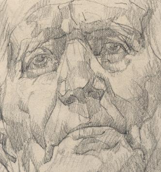 Edmond Van Dooren met tekening op papier