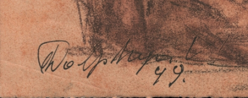 Victor Dolphyn met een oude tekening uit 1949