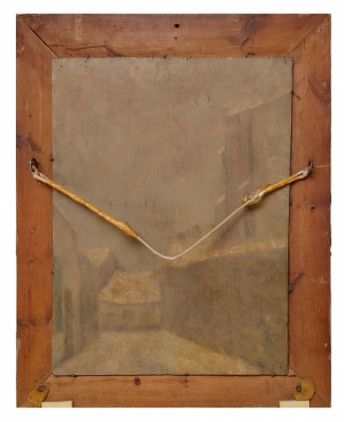 De Latemse kunstenaar Vic Dooms met een schilderij