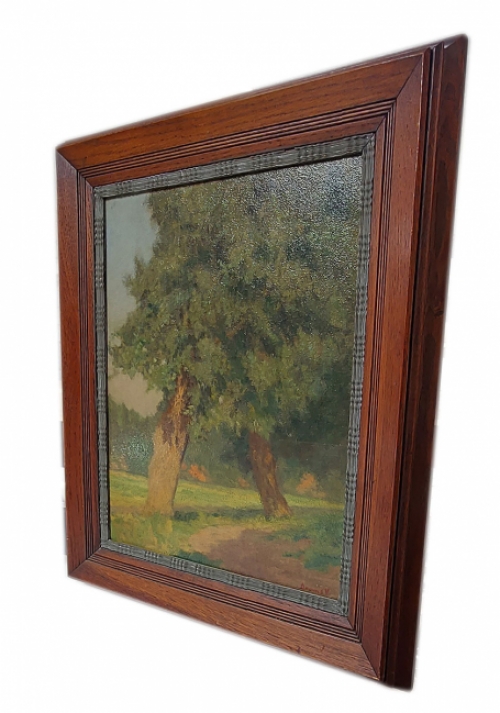 De Latemse kunstenaar Vic Dooms met een schilderij