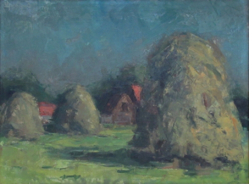 Peintre belge Victor Dooms avec peinture