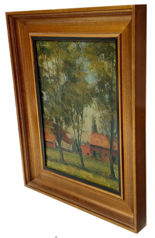 De Latemse kunstenaar Vic Dooms met een schilderij