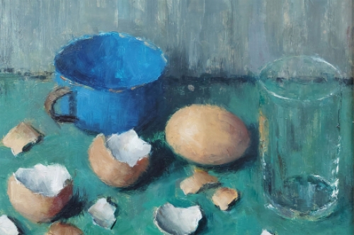 Victor Dooms met een schilderij