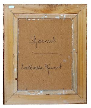 Stilleven, Haringen,blauwe tas rode en groene appel