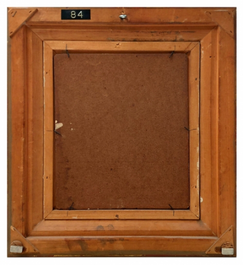 Stilleven met uien lepel en rode pot