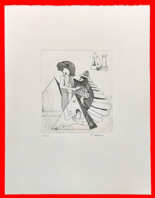 Vic Gentils met een gesigneerde ets