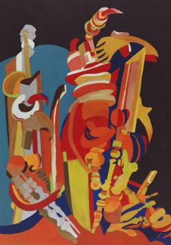 De Belgische kunstenaar Vic Gentils met een litho