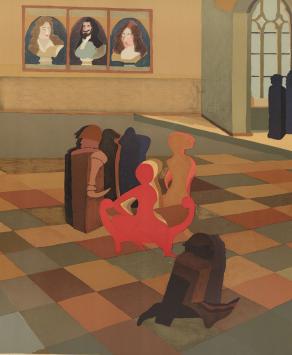 De Belgische kunstenaar Vic Gentils met een zeefdruk