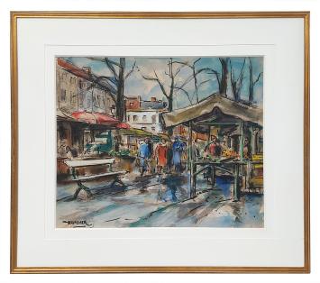Aquarel van de Belgische kunstenaar Vic Van Berckelaer