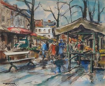 Mensen op de markt van Vic Van Berckelaer