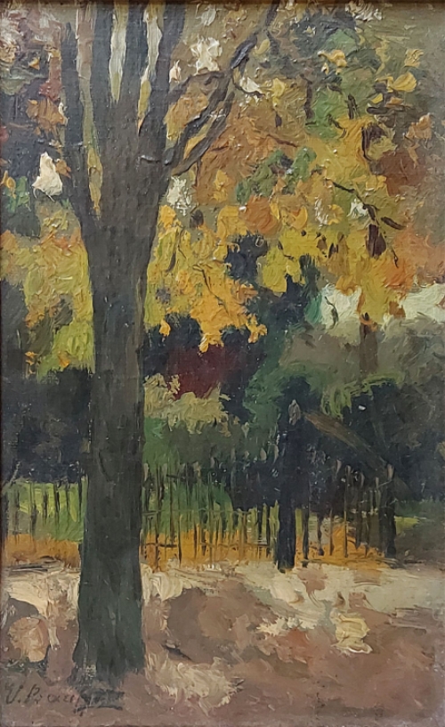 Victor Bauffe met een klein schilderijtje