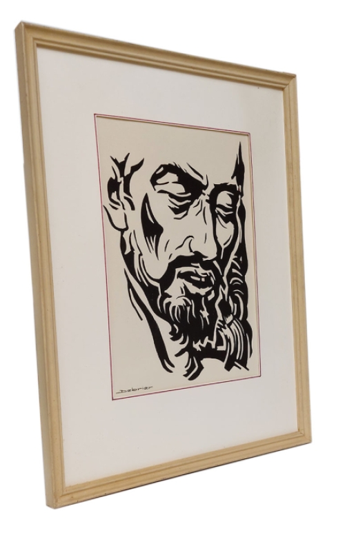 Tekening, Gestileerd mannenhoofd met baardje