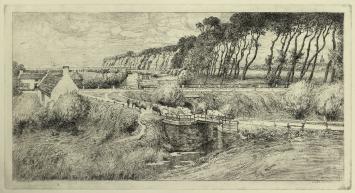 Victor Olivier Gilsoul met een ets van de Damse Vaart